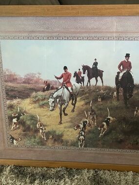 English Fox Hunt Large wood Framed Print Thomas Bunks equestrian horse art
